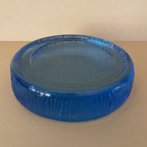 Viking Style Art Glass Round Base Candle Stand Base Holder Wine Coaster Blue